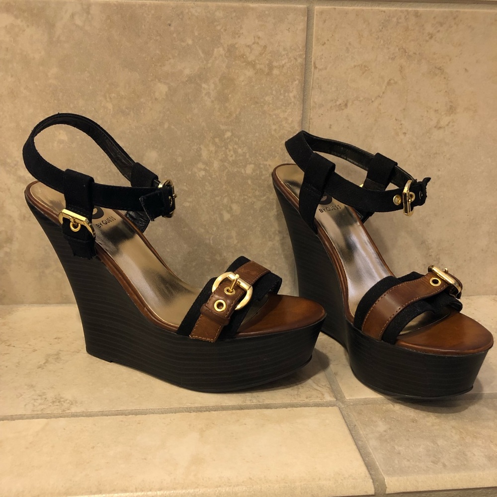 Guess wedge heels new with buckles